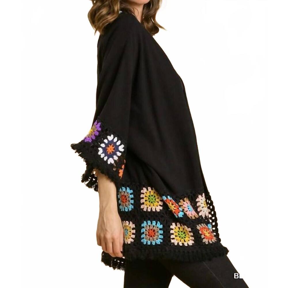 NEW UMGEE crochet patchwork squares kimono in black - Picture 4 of 9
